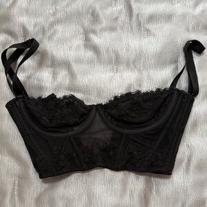 SKIMS Black Lace Longline Underwire Bra